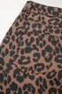 Leopard Print High Slit Frayed Hem Denim Midi Skirt